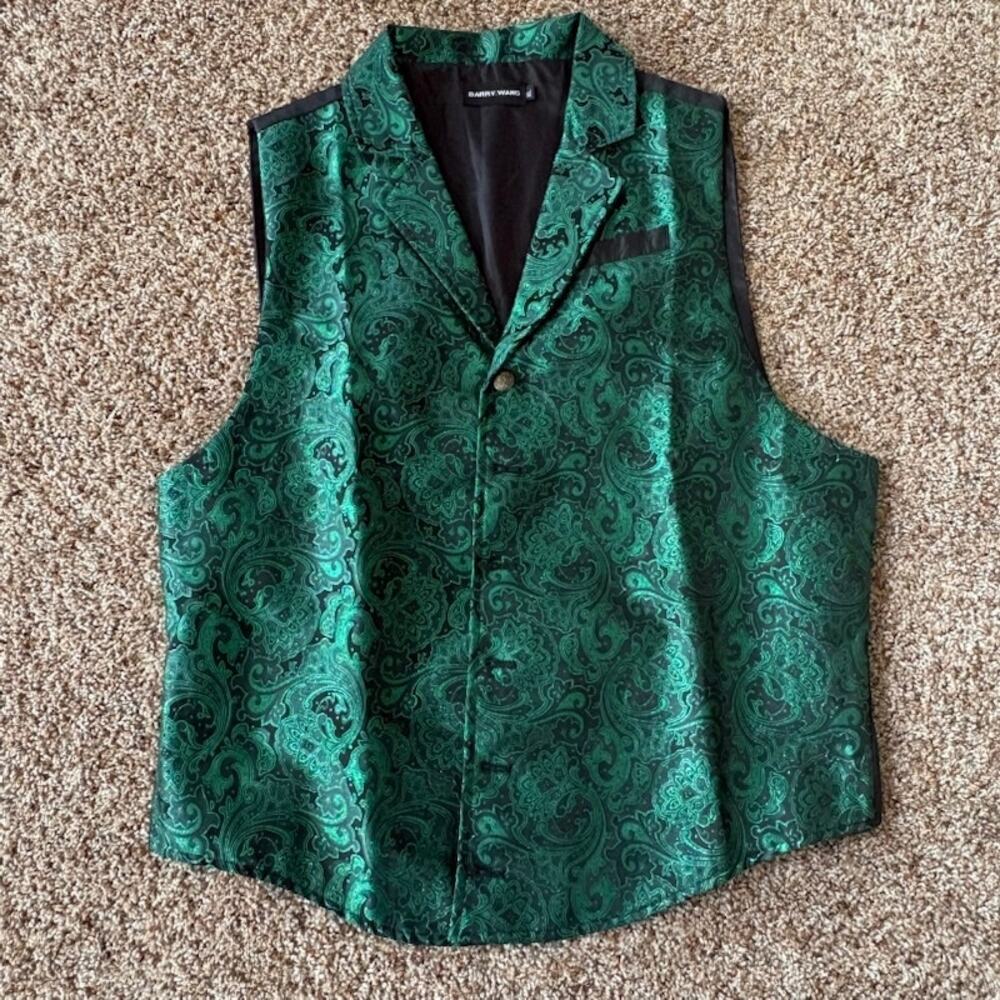 Barry Wang Waistcoat Paisley Floral Vest Emerald Green XL Sirius Black Cosplay